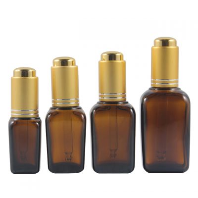 In stock Factory Fancy Design 10ml/30ml/50ml Amber Essential Oil Press Dropper Glass Bottle