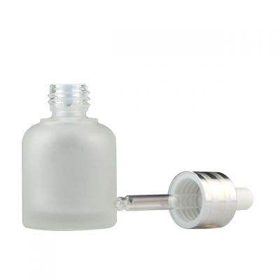 No MOQ 20ml 30ml frosted essential oil liquid glass pump dropper bottle
