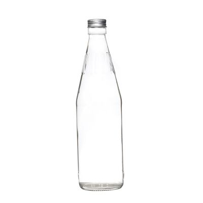 Wholesale Aluminum lids Clear Round Glass Beverage Bottle Drinking bottles