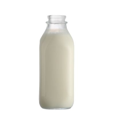 Empty Custom Clear 1 L Liter Glass Square Milk Bottle with Lid Wholesale 