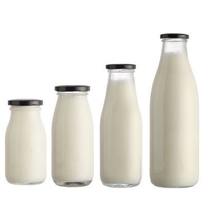 Hot sale recyclable classical big mouth clear empty juice glass bottle soy milk 500ml for kids 