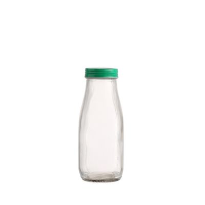 350ml Custom Design Shape 330 ml 11oz Milk Coffee Juice Bottles Glass with Metal Lid 