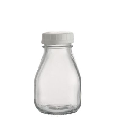 300ml Custom Square Shape Glass Milk Coffee Beverage Bottles with Lid for Drinking 