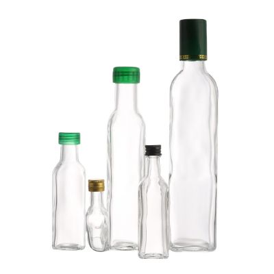 Wholesale clear square storage 20ml 60ml 100ml 250ml 500ml 750ml 1000ml empty olive oil bottle glass for kitchen 