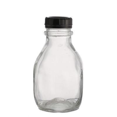 500ml Square Shape Beverage Glass Milk Bottles with Black Lid for Drinking