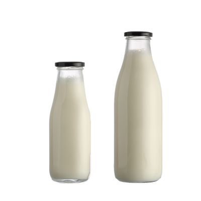 Wholesale Empty Clear 1 Litre Beverage Juice Milk Glass Bottle with Metal Lid
