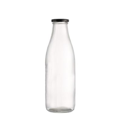 Wholesale Empty Clear 1000 ml Juice Milk Glass Bottle with Metal Lid 
