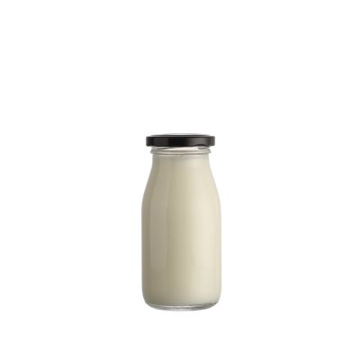 Wholesale Mini Bulk 150ml Small Milk Glass Bottles Wholesale for Drinking with Metal Lid