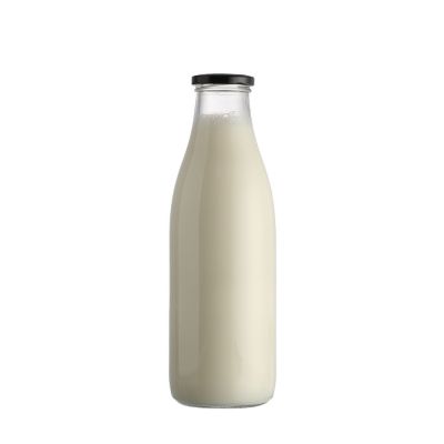 Wholesale Empty Clear 1 L Large Liter 1000ml Milk Glass Bottle with Plate Lid