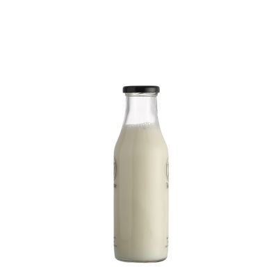 Custom Screen Print Design 16oz Empty Empty Milk 500ML Bottle Glass with Plate Lid for Drinking 
