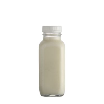 500 ml Custom Design Square Shape 16OZ 500ML Milk Juice Bottles Glass with Lid for Drink 