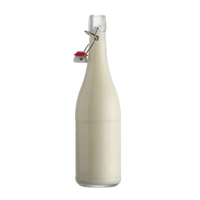 Clear Empty 500ml 750ml 1 liter Vintage Swing Top Glass Milk Bottle for Drinking 