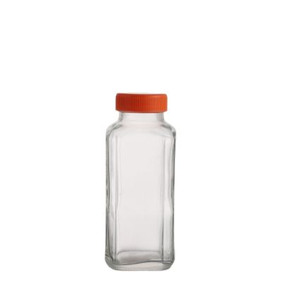 300 ml Custom Square Shape 300ml Milk Coffee Water Bottles Glass with Plastic Lid for Drinks 