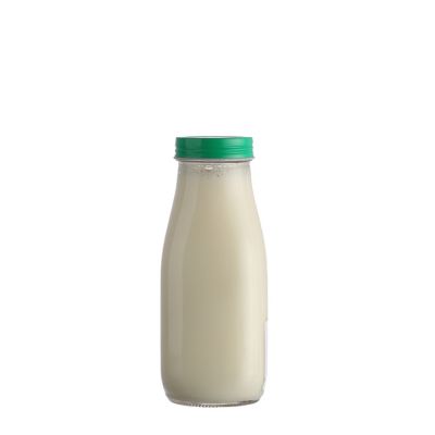 350 ml Custom Design Shape 350ml Milk Coffee Juice Bottles Glass with Metal Lid 