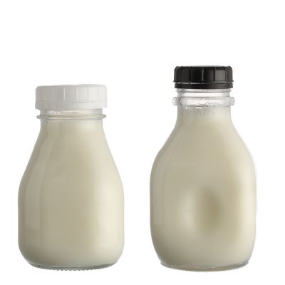 300 500 ml 16 oz Custom Design Square Shape Glass Milk Bottles with Plastic Lid 