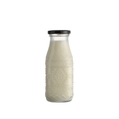 Custom Design 300ml Empty Milk Juice Bottles Glass with Plate Lid for Coffee