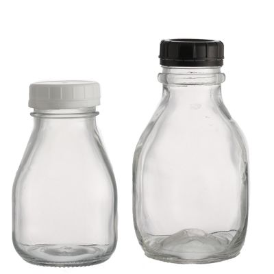 Wholesale 300ml 500ml Custom Design Square Shape Glass Coffee Juice Milk Bottles with Plastic Lid 