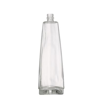 Wholesale different design made 750 ml custom shape triangle vodka glass bottle for liquor 