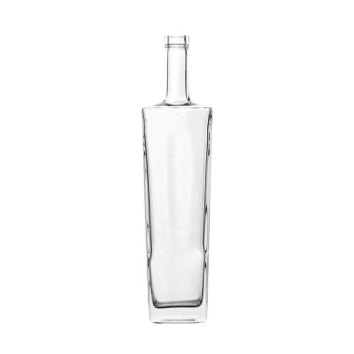 Manufacturer custom empty unique shape clear 750ml alcoholic gin vodka liquor glass bottles 