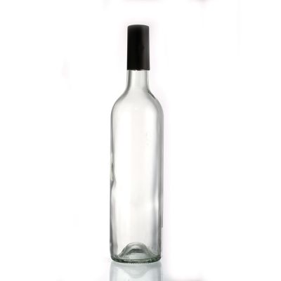 Custom Color Frosted Empty Round Glass Wine Bottle for Red Wine with Cork Stop 