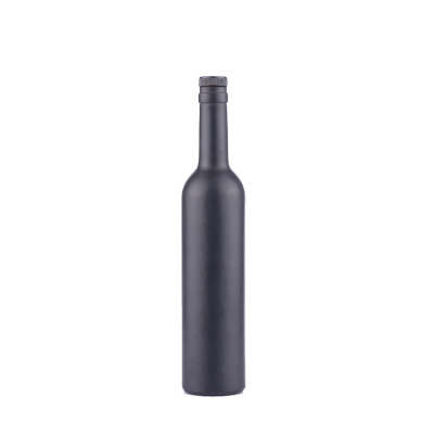 High quality custom empty matte black liquor bottles glass 500ml size wine bottle with cork 