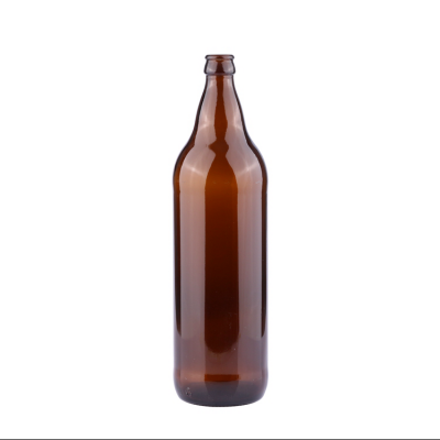 High quality 1 liter custom big capacity amber empty glass beer bottles 1000ml