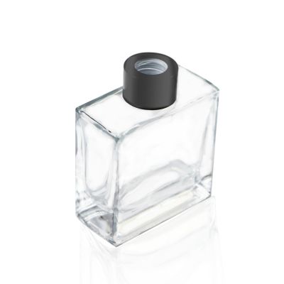 100ml flat square in Stock Diffuser Glass Bottle with black cap 