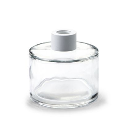 Wholesale 200ml 6.8oz Cylinder Round Empty Air Fragrance Reed Diffuser Glass Bottle with white Aluminum Cap 