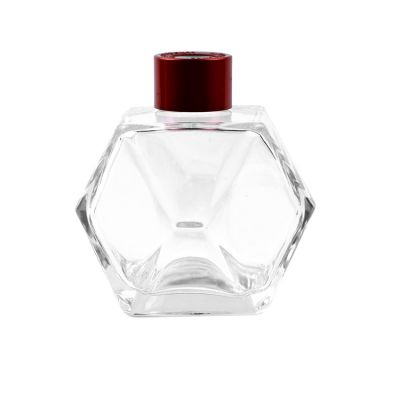 New 200ml Clear Polygon Shaped Glass Aromatherapy Diffuser Bottle With Screw Cap 