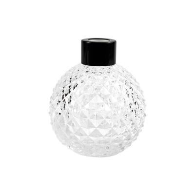 Home Fragrance Decorative Bottles 200ml Ball Shaped Clear Glass Diffuser Bottle with Cap 