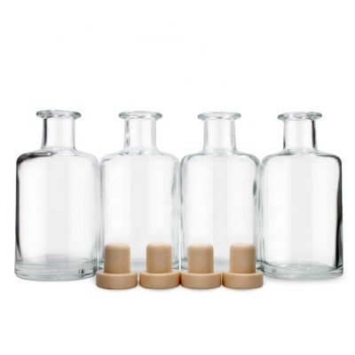 Hot Sale 240ML Round Cylinder Decorative Reed Diffuser Glass Bottle With Cork
