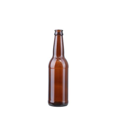 brewery custom logo 330ml amber beer glass bottle with crown cap 