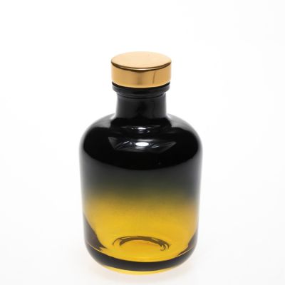 Customer designer black yellow round air freshener bottles 150ml aroma diffuser bottle with wooden cork 
