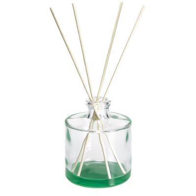 Luxury green aroma oil glass bottle 200ml round reed diffuser bottles with wooden cork 