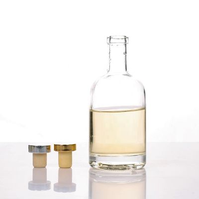 Round Shape Premium Cork Top Delicate 750cc Vodka Liquor Glass Bottle