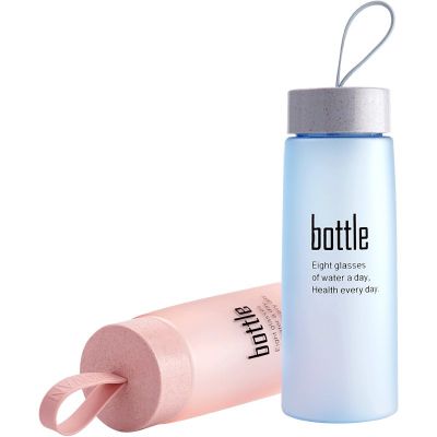 520ml Tik Tok creative personality students hand glass water bottle cute portable gift water bottle with lid and silicone rope 