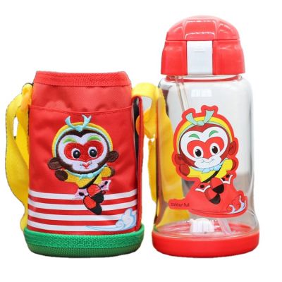 New custom gift children's straw student cartoon portable glass water bottle cup