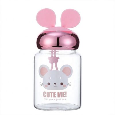 2020 new cute mouse pink mini cartoon children's creative girl's casual customization water cup glass water bottle 
