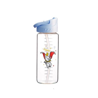 Cartoon transparent color easy carry child glass water cup bottle 