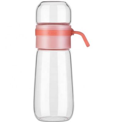 OEM/Customized 600ML Double Separate Glass Water Bottles For Tea 