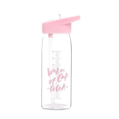OEM/Customized Clear Pink 400ML Large Capacity Accurate Scale water Glass Bottels 