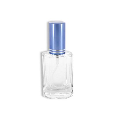 20ml small size crystal glass perfume bottle with pump sprayer and blue cap