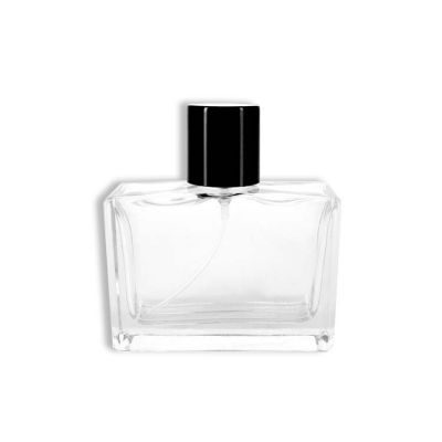 40ml rectangle empty glass perfume bottle with black cap 