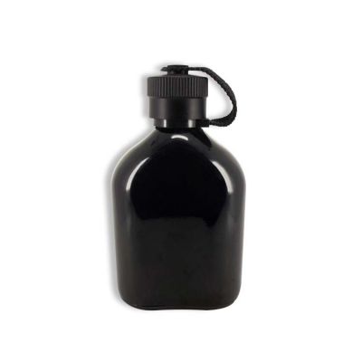170ml high quality flat bar black glass perfume bottle with unique black cap 