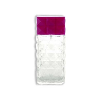 100ml high quality square clear cut empty perfume bottle crystal with rose cap