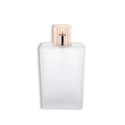 110ml rectangular frosted glass perfume bottle with K-resin cap 