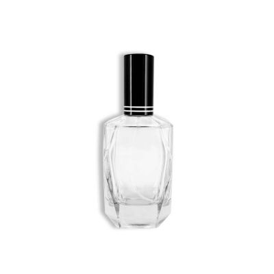 100ml clear crystal perfume glass bottle with black cap 