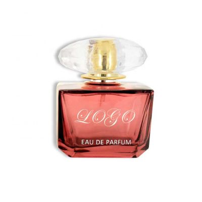 90ml red rectangular perfume bottle glass with acrylic cap 