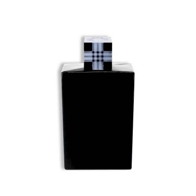 110ml rectangular black perfume glass bottle with PP cap 
