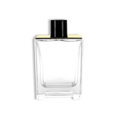 120ml french rectangular glass perfume bottle with black cap 